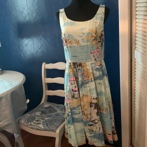 Biden Santorini’s print sundress.